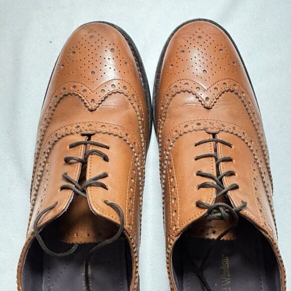 Samuel Windsor Wing Tip Shoes Brown Brogue Oxford Italian Leather BV126 - Picture 8 of 10